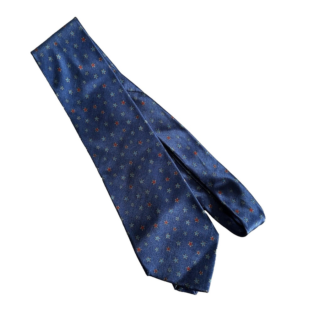 Faberge Mens All Silk Tie Blue Red Stars Independence 4th of July Patriotic